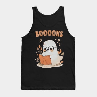 Funny Halloween Cute Ghost Book Reading School Teacher Tank Top